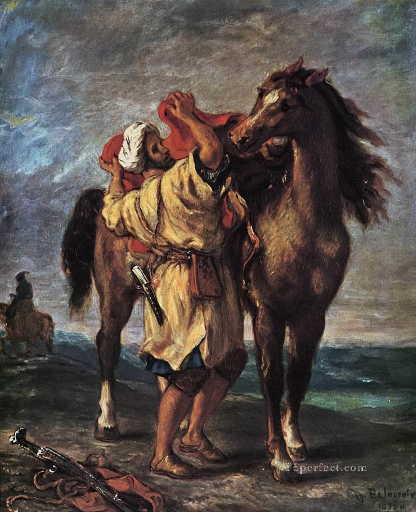 Marocan und sein Pferd Romantic Eugene Delacroix Ölgemälde